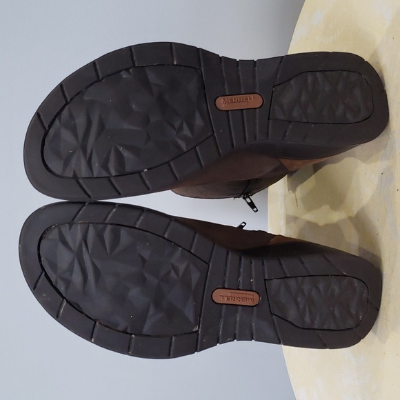 Merrell Boot Womens sz 9 Clay Travvy Leather Brown Tan Tall Waterproof Winter - Picture 7 of 9